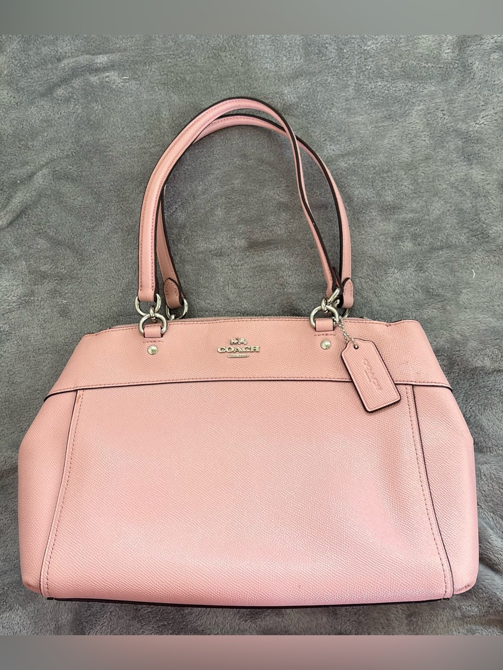 Coach Brooke Carryall Blush Pink Crossgrain Leather Satchel Bag